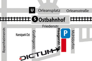 Anfahrtsskizze zum Dictum Shop in München (Haagerstr. 9, 2. Stock, 81671 München)